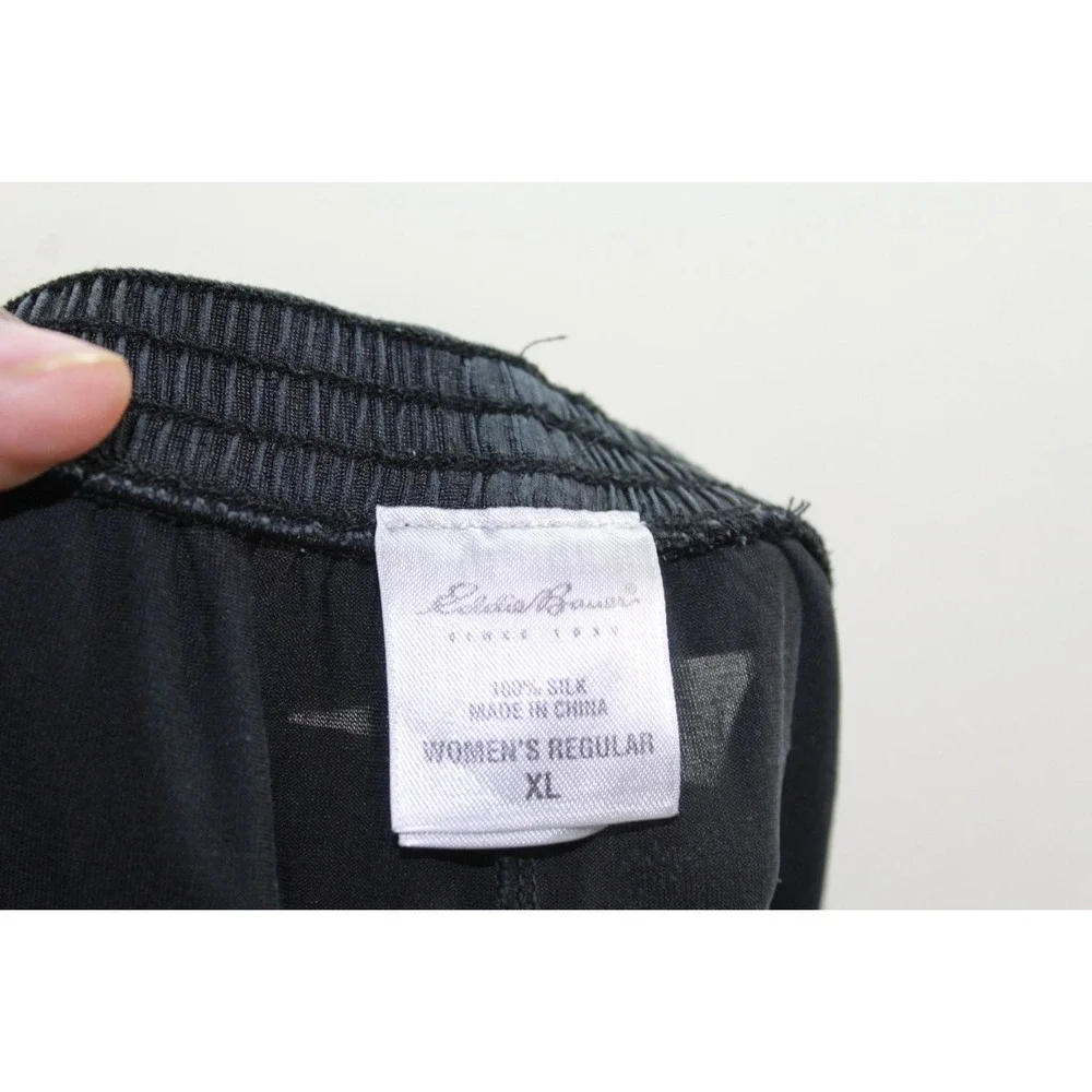 Eddie Bauer Leggings Womens XL Black Ribbed Ankle Cuffs